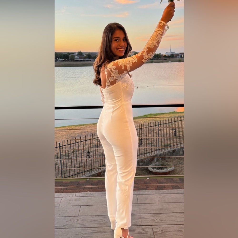 Elegant White bridal Lace Jumpsuit